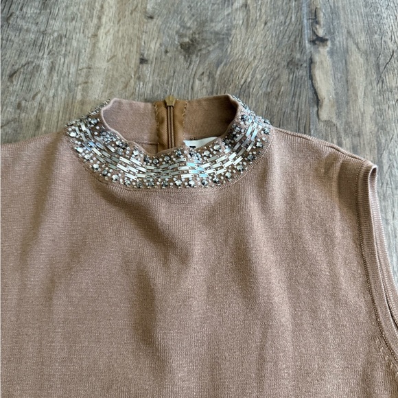 Joseph A • Silk High Neck Choker Embellished Sleeveless Blouse - Picture 3 of 11